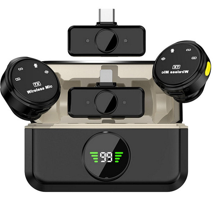 2-in-1 Wireless Lavalier Microphone - Lightning USB-C for iPhone iPad Vlog