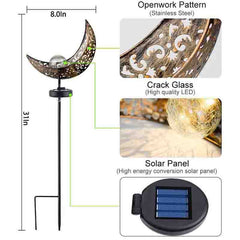 2 Pcs Garden Solar Moon Lights - Warm White Metal LED for Lawn
