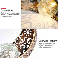 2 Pcs Garden Solar Moon Lights - Warm White Metal LED for Lawn