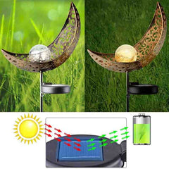 2 Pcs Garden Solar Moon Lights - Warm White Metal LED for Lawn