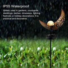 2 Pcs Garden Solar Moon Lights - Warm White Metal LED for Lawn
