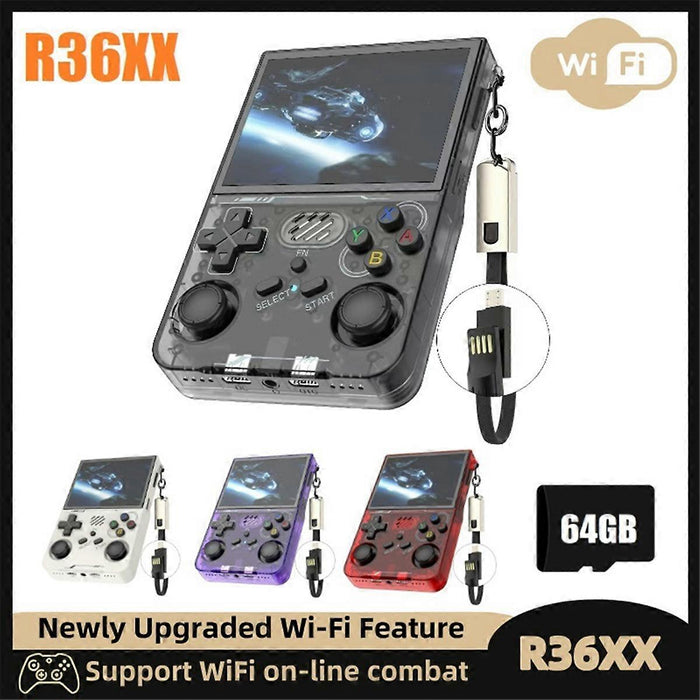 R36XX Retro Game Console 3.5 Inch 64G 20000+ Games WiFi Linux Player
