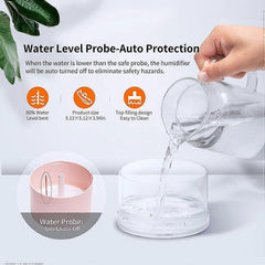 780ml Wireless Cool Mist Humidifier for Bedroom - Quiet Mini