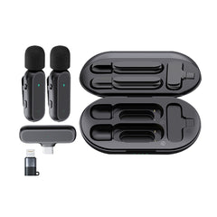 2Pcs Wireless Lavalier Mics - Charging Case for iPhone Android iPad