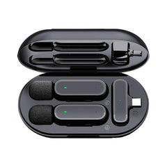 2Pcs Wireless Lavalier Mics - Charging Case for iPhone Android iPad