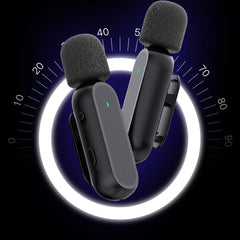 2Pcs Wireless Lavalier Mics - Charging Case for iPhone Android iPad