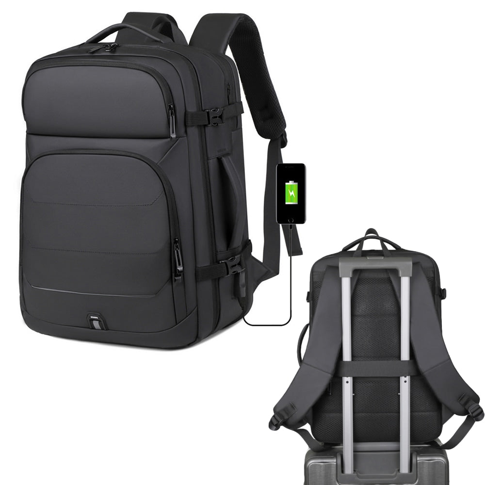 35L Expandable Travel Laptop Backpack with USB Charging Port