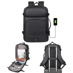 35L Expandable Travel Laptop Backpack with USB Charging Port