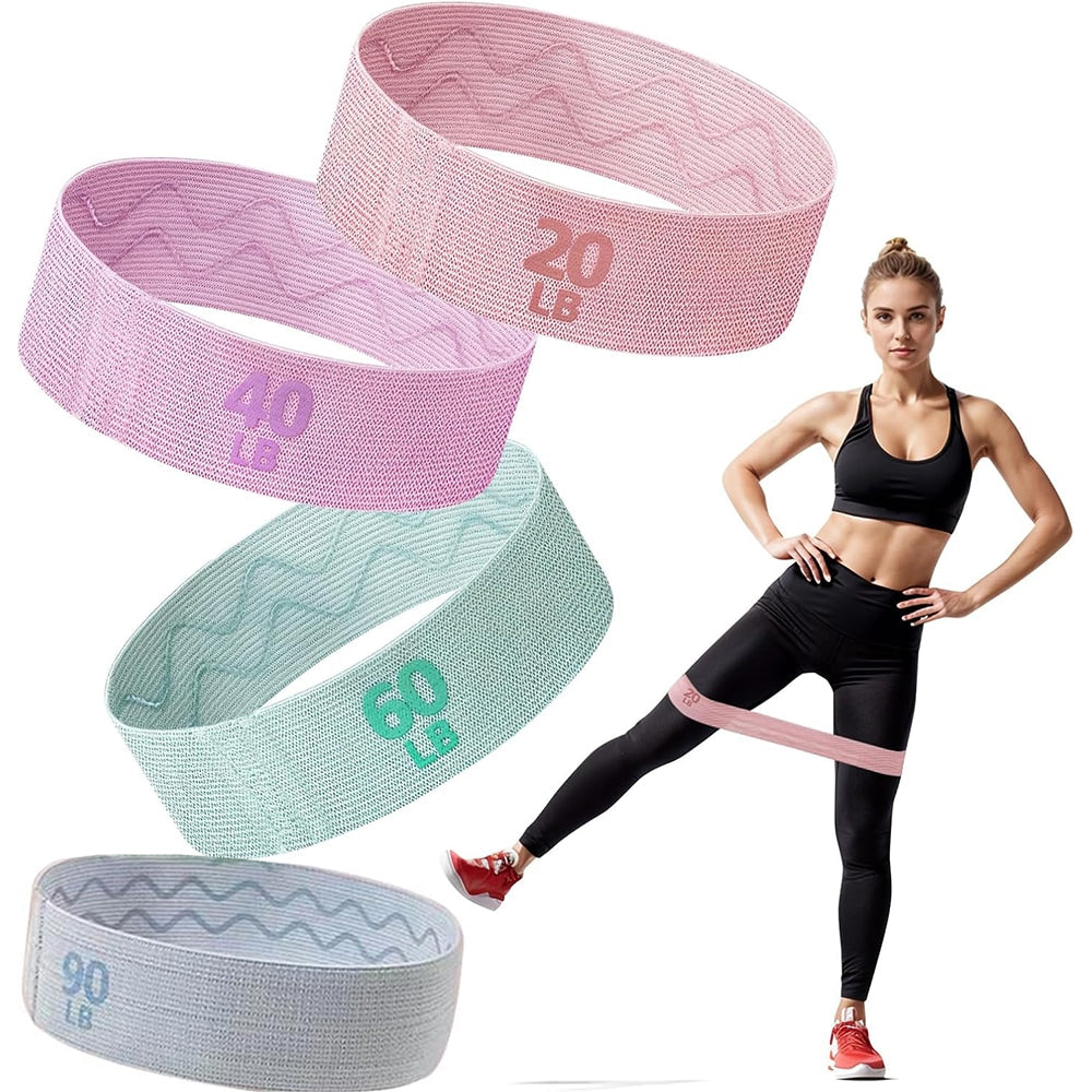 4pcs Fabric Booty Resistance Bands with Workout Guide for Fitness