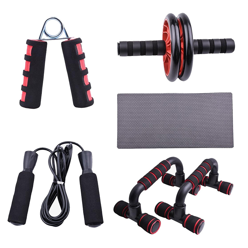 5-in-1 AB Wheel Roller Kit with Push-Up Bars and Hand Gripper