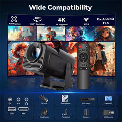 5G HD 4K Projector - Portable Mini HDMI USB Home Theater Video