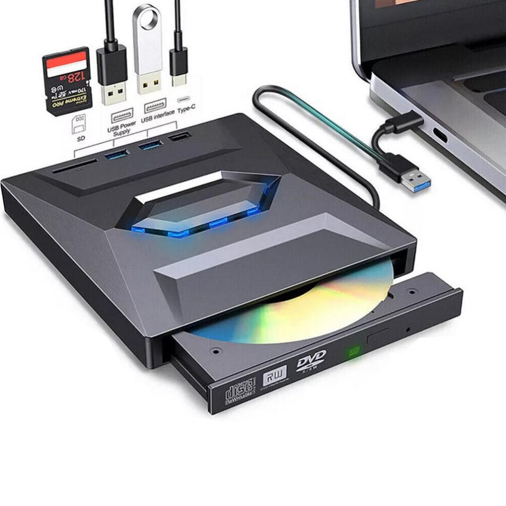 7-in-1 USB 3.0 Type-C External CD DVD Drive for Windows Laptop