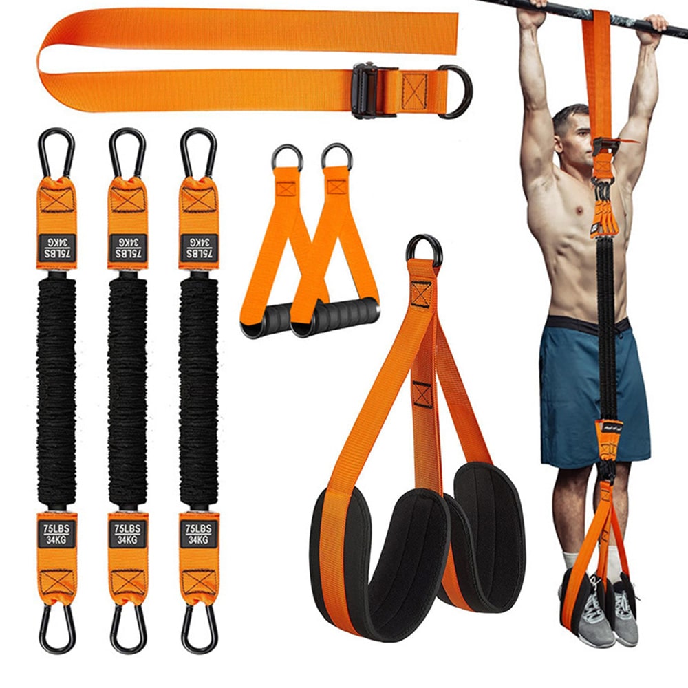 7pcs Pull-Up Assistance Bands Set with Adjustable Foot Rest