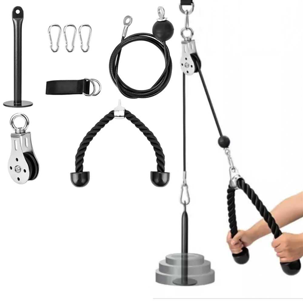 8pcs LAT Pulldown Cable Pulley System with Triceps Rope for Home Gym