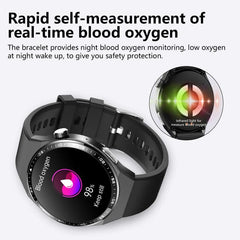 Smartwatch ECG Body & Blood Analysis Black Brown Leather Strap