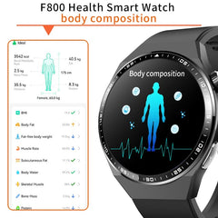 Smartwatch ECG Body & Blood Analysis Black Brown Leather Strap