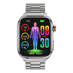 Smartwatch Metal Strap ECG Heart Rate Sleep Pedometer Silver
