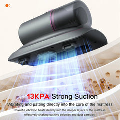 13KPa Mattress Vacuum Cleaner - Cordless with Purple Light for Bed and Sofa