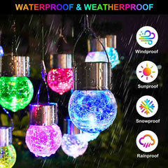 12-Pack Solar Hanging Cracked Glass Ball Lights - Multicolor Globe