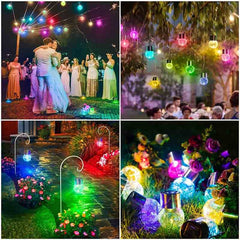 12-Pack Solar Hanging Cracked Glass Ball Lights - Multicolor Globe