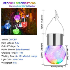 12-Pack Solar Hanging Cracked Glass Ball Lights - Multicolor Globe