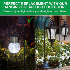 12-Pack Cracked Glass Solar Lights - Cool White Waterproof Hanging Globe