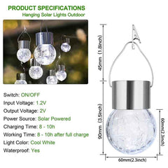12-Pack Cracked Glass Solar Lights - Cool White Waterproof Hanging Globe