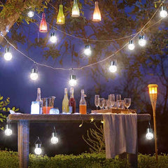 12-Pack Cracked Glass Solar Lights - Cool White Waterproof Hanging Globe