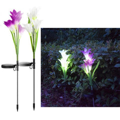 2 Pack Solar Garden Lily Lights - Color Changing Purple White Decor
