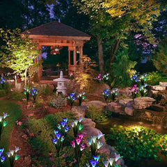2 Pack Solar Garden Lily Lights - Color Changing LED Red+Blue