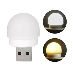 2Pcs Mini USB Night Light - White+Warm Portable Eye Protection
