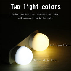 2Pcs Mini USB Night Light - White+Warm Portable Eye Protection