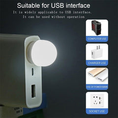 2Pcs Mini USB Night Light - White+Warm Portable Eye Protection