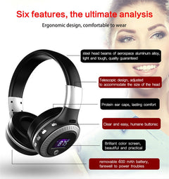 B19 Wireless Bluetooth Headset with Mic Stereo Earphones TF/aux Support ¨C Black&Gold