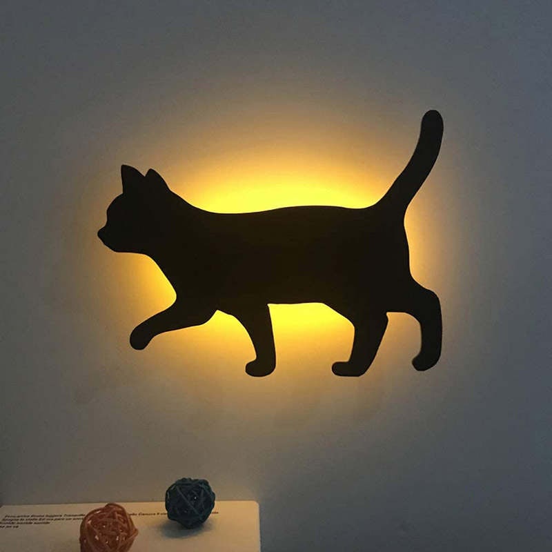 Black Cat Sound Control Night Light - Wall Silhouette Decor Lamp