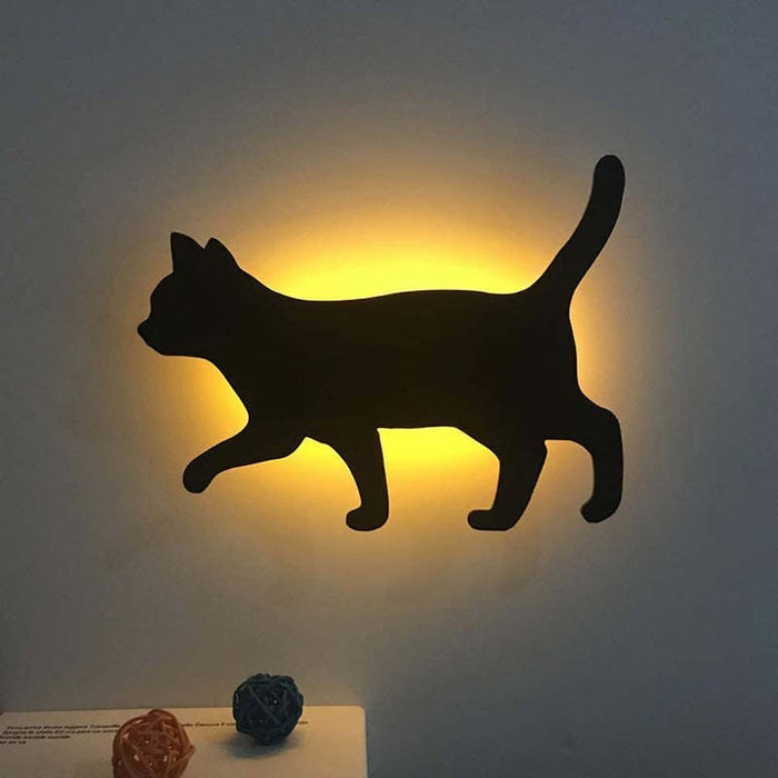 Black Cat Sound Control Night Light - Wall Silhouette Decor Lamp