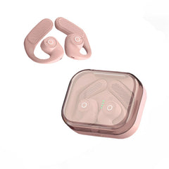 Pink Bluetooth 5.3 Wireless Earbuds with Earhooks HiFi Stereo Noise Cancelling