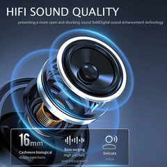 Pink Bluetooth 5.3 Wireless Earbuds with Earhooks HiFi Stereo Noise Cancelling