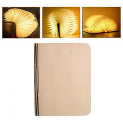 Bluetooth Wooden Foldable Book Light - 3 Color Rechargeable Table Lamp