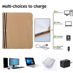 Bluetooth Wooden Foldable Book Light - 3 Color Rechargeable Table Lamp