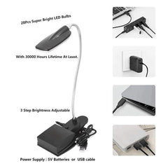 USB/DC & Battery Book Light - 3 Brightness Levels for Travel
