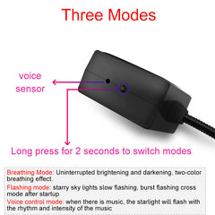 Red-Blue USB Starry Light - Rotating Voice-Activated Car Lamp