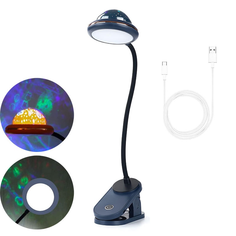 Blue LED Folding Book Light 2W - Dimmable Mini Projector Lamp