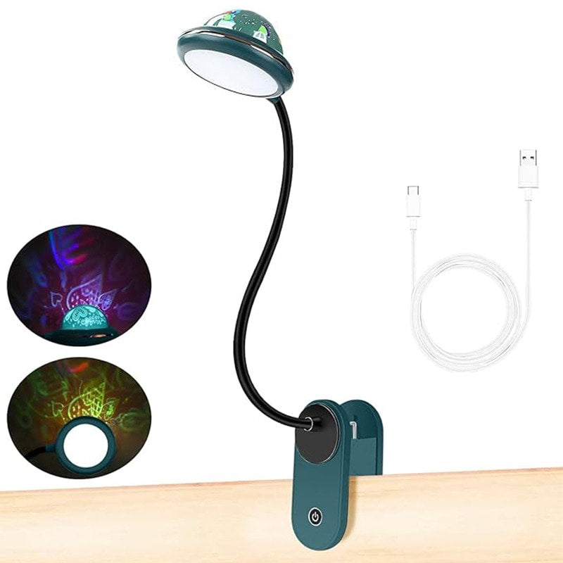 Green Folding Book Light 2W - Dimmable Mini Projector Rechargeable