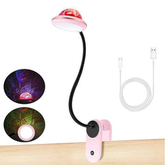 Pink LED Folding Book Light 2W - Dimmable Mini Projector Lamp