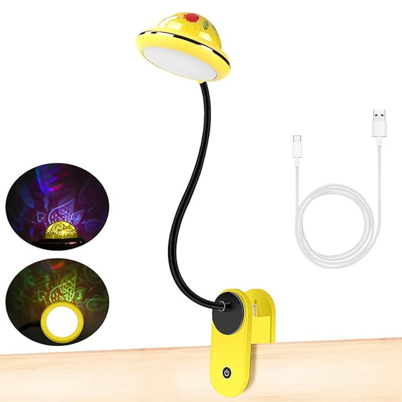 Yellow Folding Book Light 2W - Dimmable Mini Projector Rechargeable