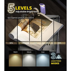 Purple Clip-on Reading Light - Rechargeable 3 Color 5 Brightness