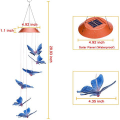 BlueButterfly Colorful Solar Wind Chimes - Gardening Christmas Gift