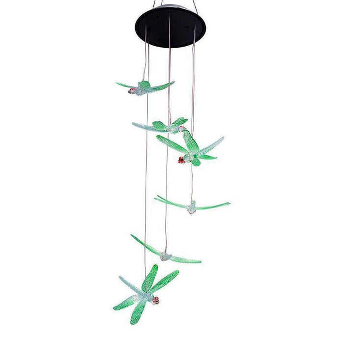 Painted Dragonfly Solar Wind Chimes - Christmas Gardening Gift for Mom