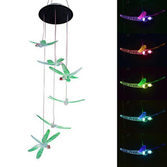 Painted Dragonfly Solar Wind Chimes - Christmas Gardening Gift for Mom
